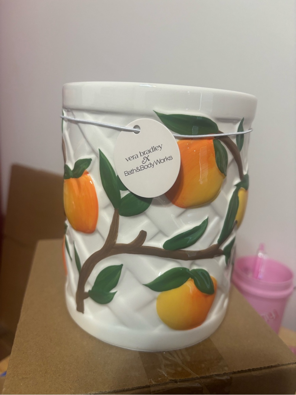 Vera Bradley x Bath & Body Works Ceramic Peach candle holder